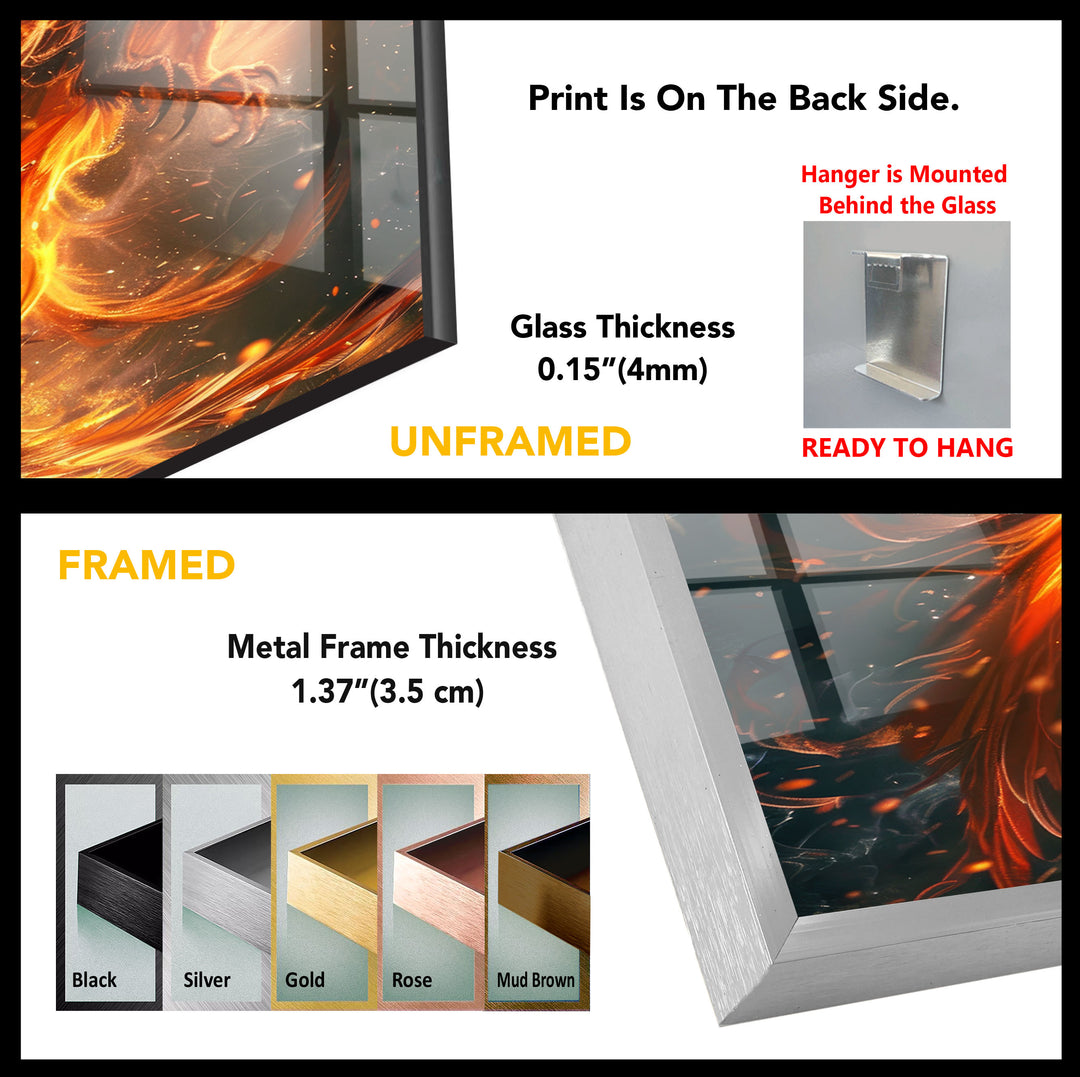 Phoenix Fire Art Glass Wall Art