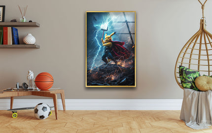 Pikachu Thor Glass Wall Art