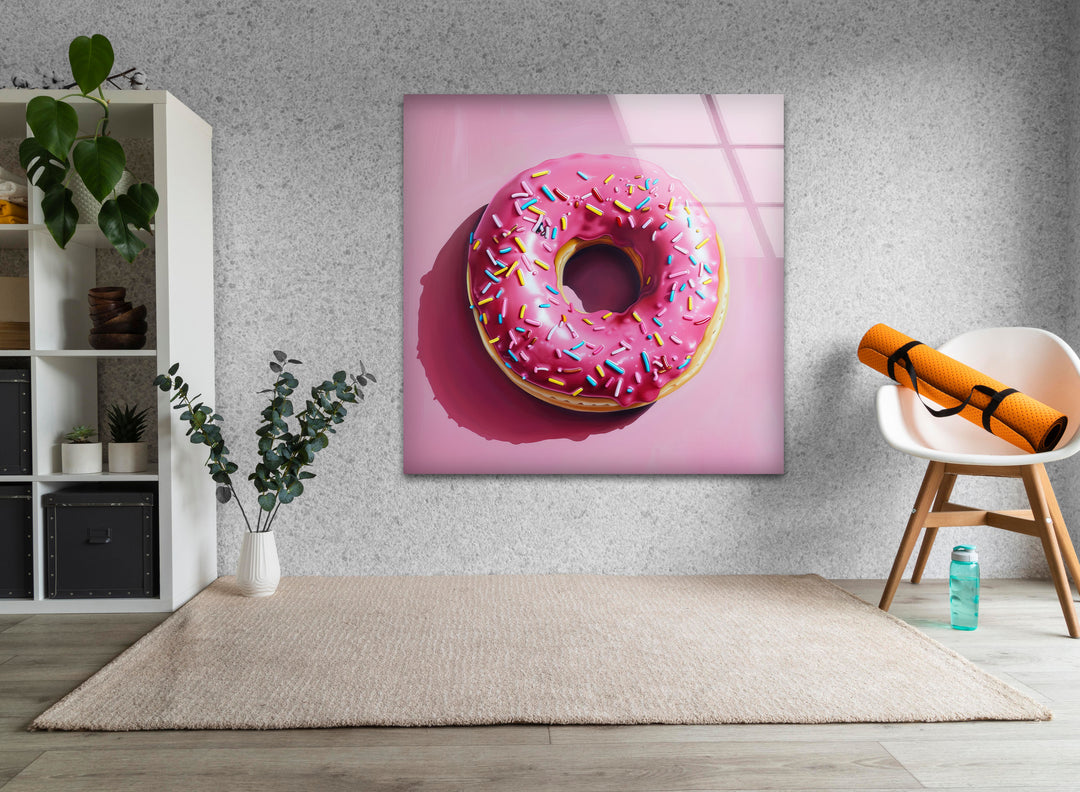 Pink Donut Tempered Glass Wall Art - MyPhotoStation