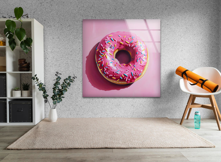 Pink Donut Tempered Glass Wall Art - MyPhotoStation