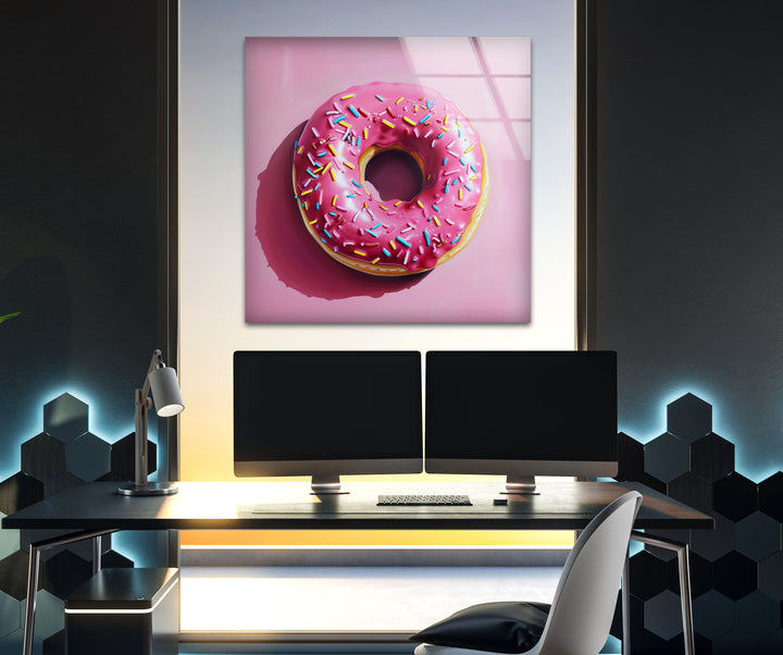 Pink Donut Tempered Glass Wall Art - MyPhotoStation