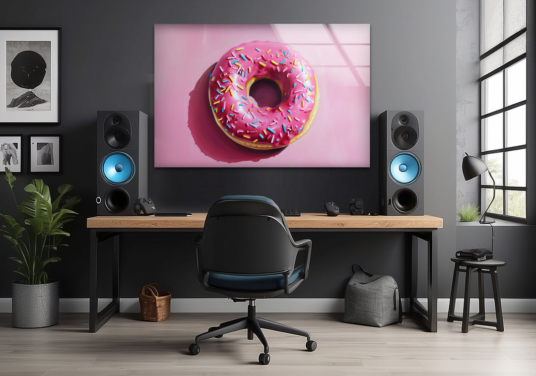 Pink Donut Tempered Glass Wall Art - MyPhotoStation