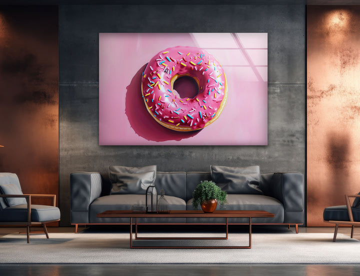 Pink Donut Tempered Glass Wall Art - MyPhotoStation