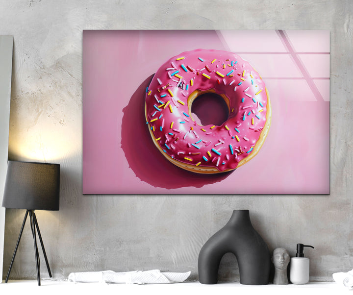 Pink Donut Tempered Glass Wall Art - MyPhotoStation