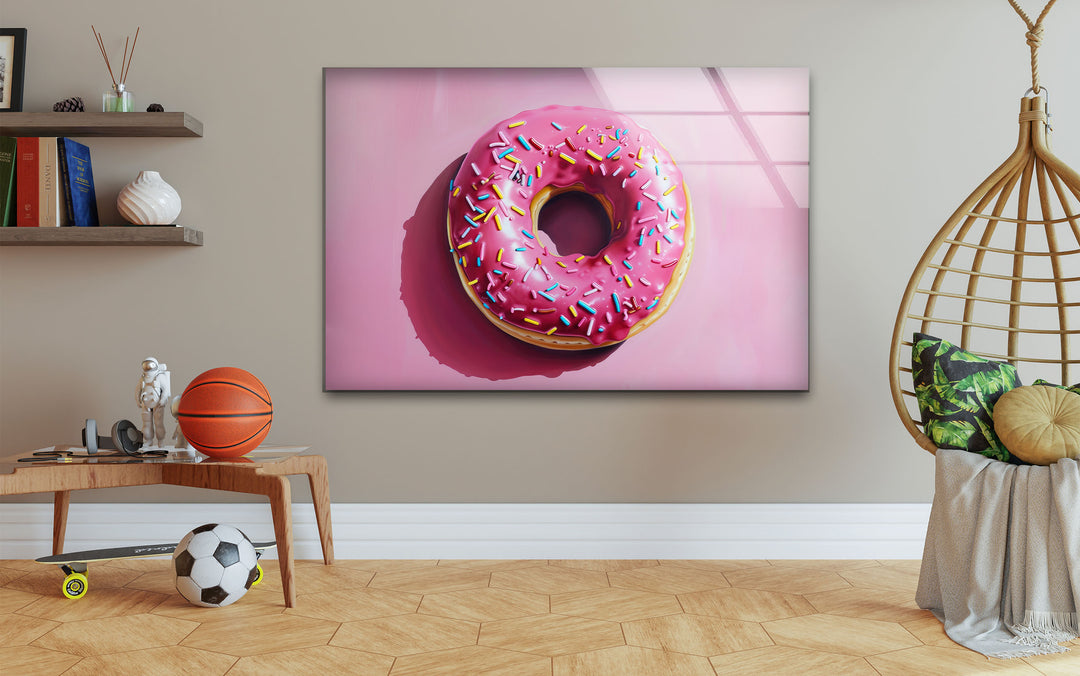 Pink Donut Tempered Glass Wall Art - MyPhotoStation