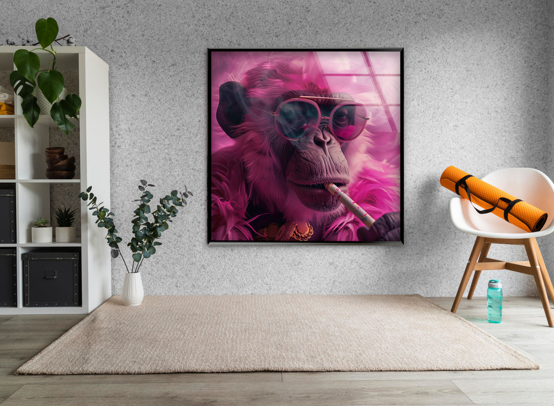 Pink Monkey Tempered Glass Wall Art - MyPhotoStation