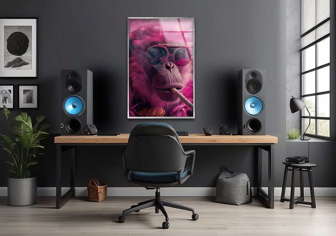 Pink Monkey Tempered Glass Wall Art - MyPhotoStation