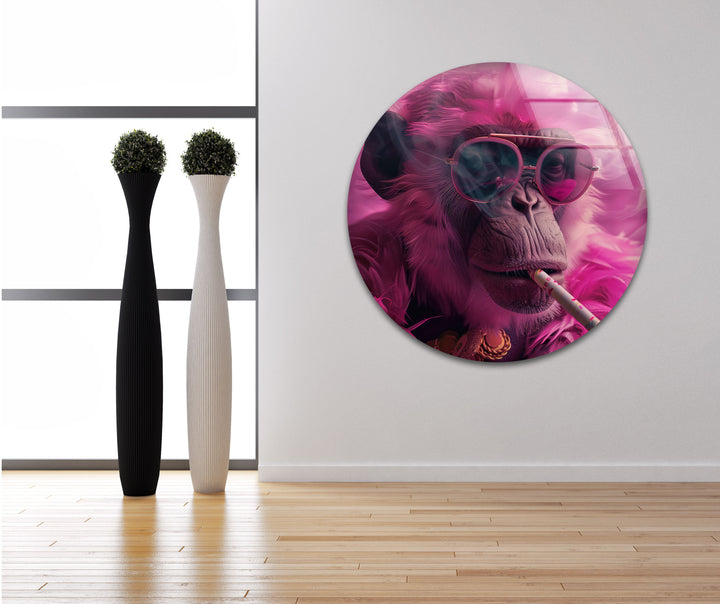 Pink Monkey Tempered Glass Wall Art - MyPhotoStation