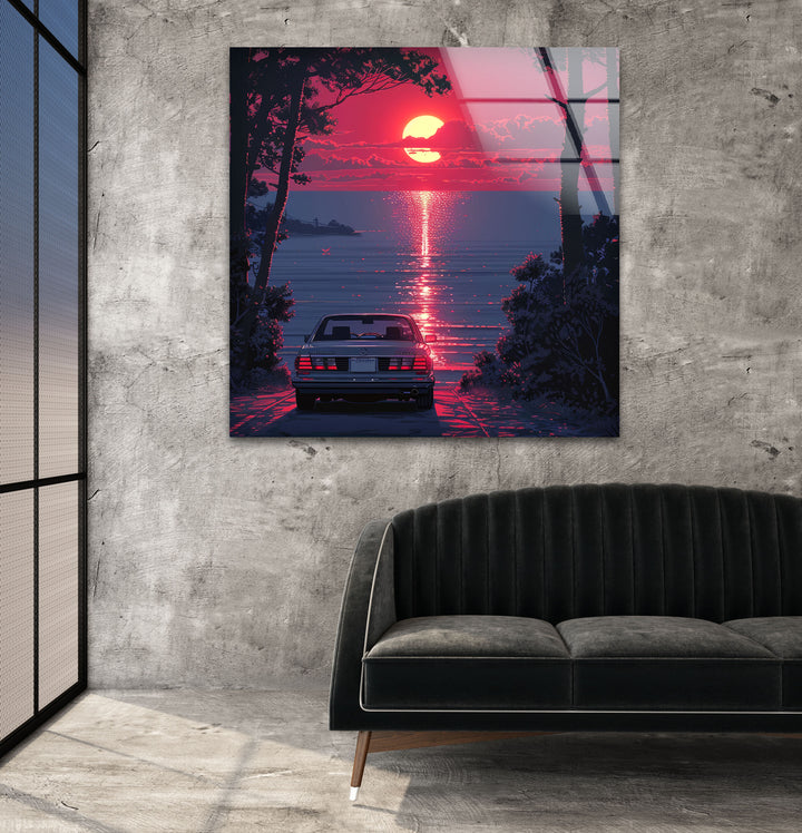 Pink Sunset View Glass Wall Art glass wall decor, glass wall art decor
