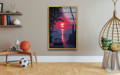 Pink Sunset View Tempered Glass Wall Art