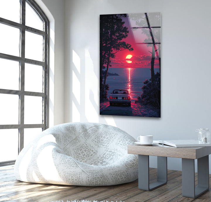 Pink Sunset View Glass Wall Art print on glass, glass printed photos
