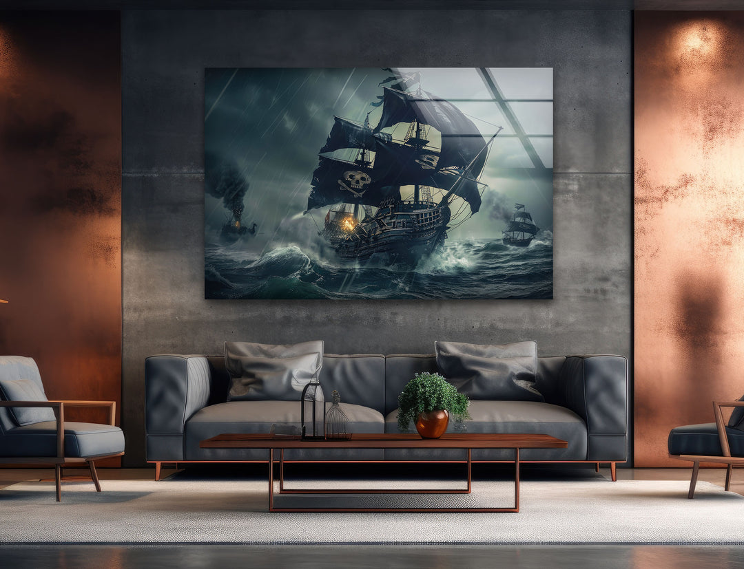 Pirate Ship Glass Wall Art Glass Printing Wall Art, Print photos on glass
