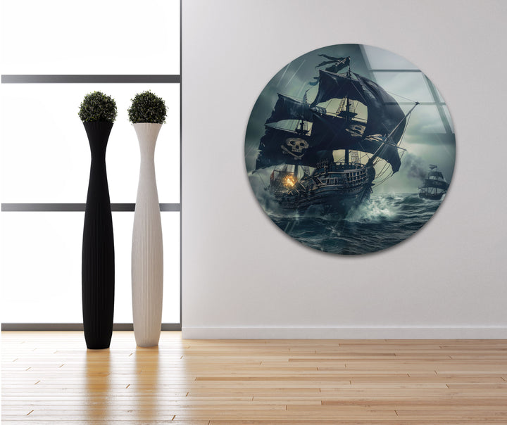 Pirate Ship Glass Wall Art photo print on glass, prints on glass wall art
