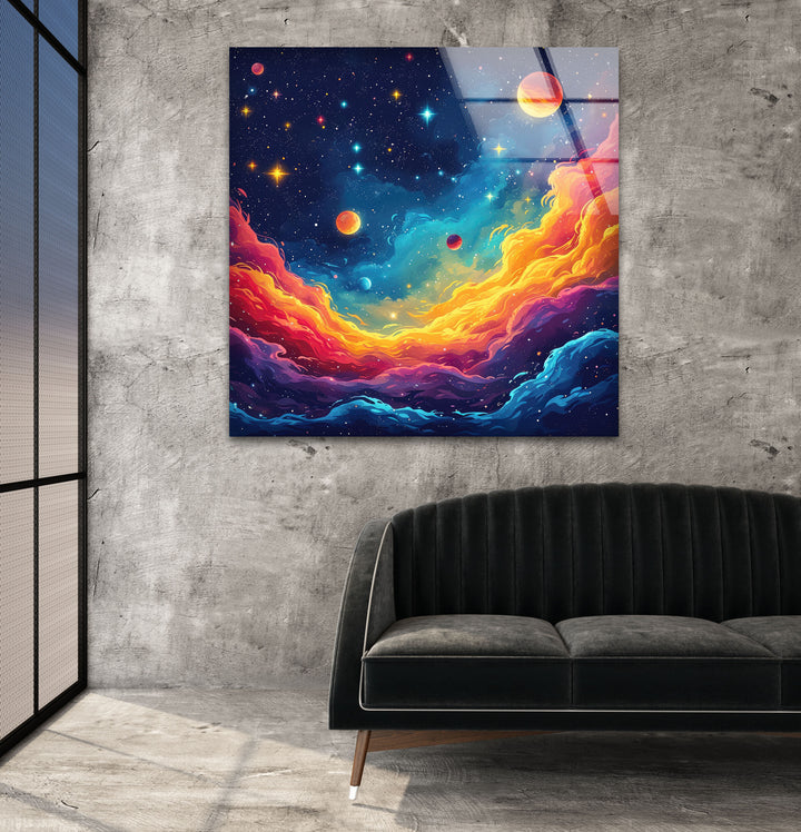 Planets Painting Tempered Glass Wall Art - MyPhotoStation