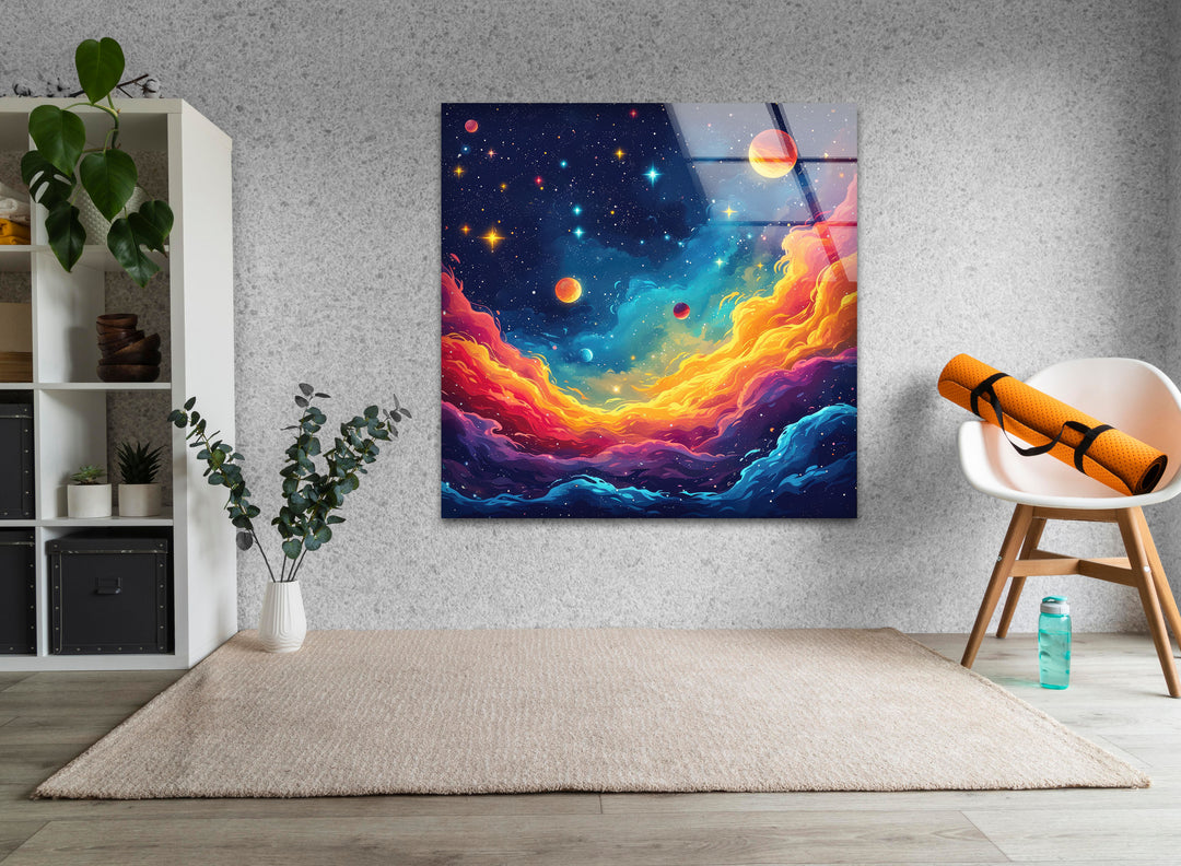 Planets Painting Tempered Glass Wall Art - MyPhotoStation