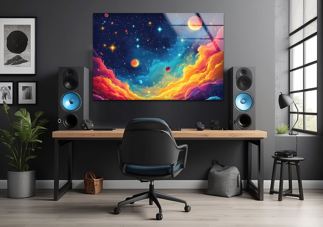 Planets Painting Tempered Glass Wall Art - MyPhotoStation