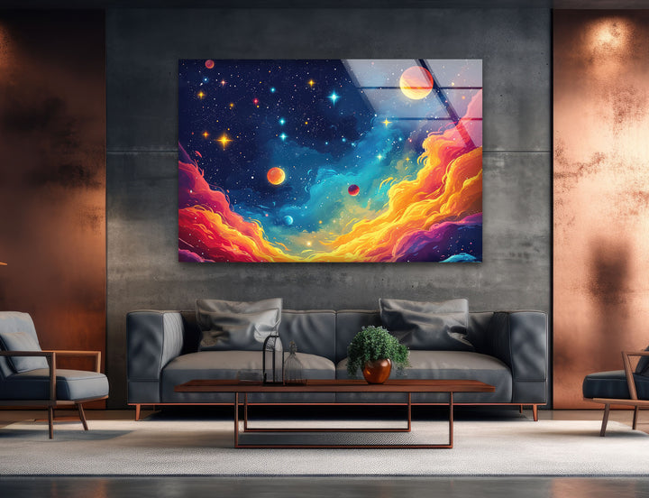 Planets Painting Tempered Glass Wall Art - MyPhotoStation