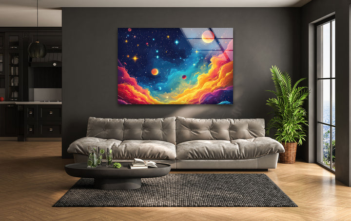 Planets Painting Tempered Glass Wall Art - MyPhotoStation