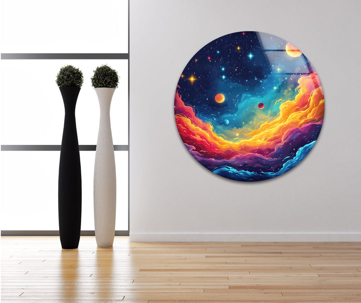 Planets Painting Tempered Glass Wall Art - MyPhotoStation