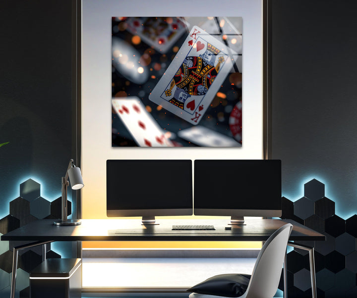 Playing Card King Poker Glass Wall Art