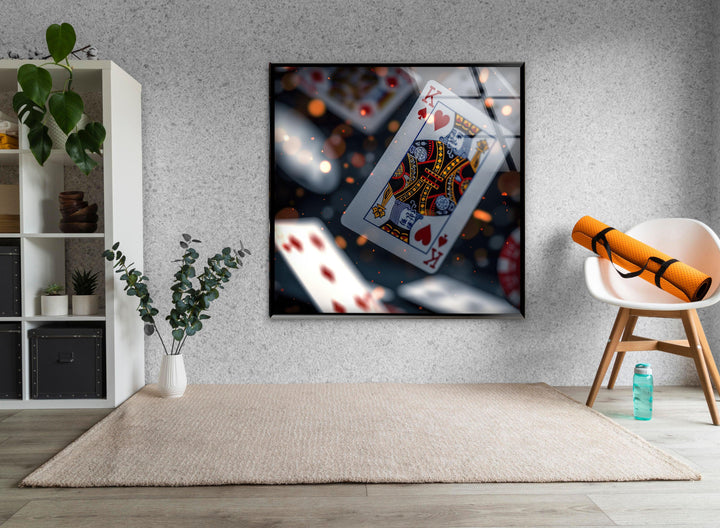 Playing Card King Poker Glass Wall Art