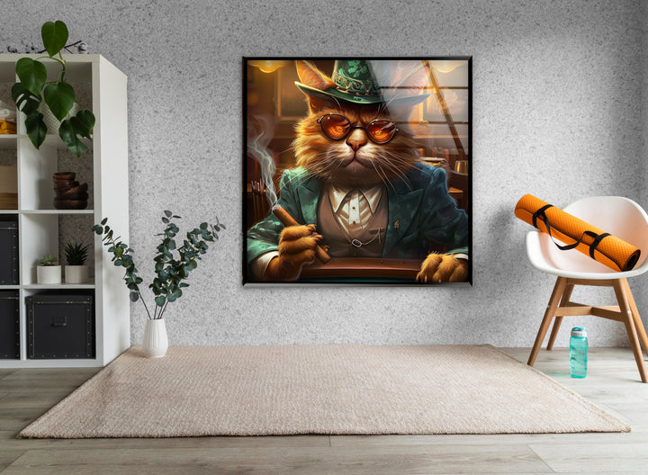 Poker Cat Glass Wall Art glass pictures for Wall, glass prints wall art
