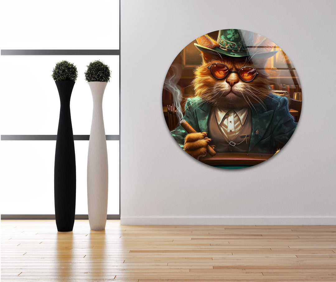 Poker Cat Glass Wall Art Glass Printing Wall Art, Print photos on glass
