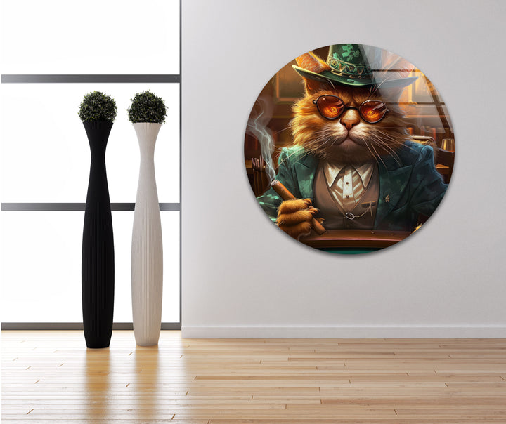 Poker Cat Glass Wall Art Glass Printing Wall Art, Print photos on glass
