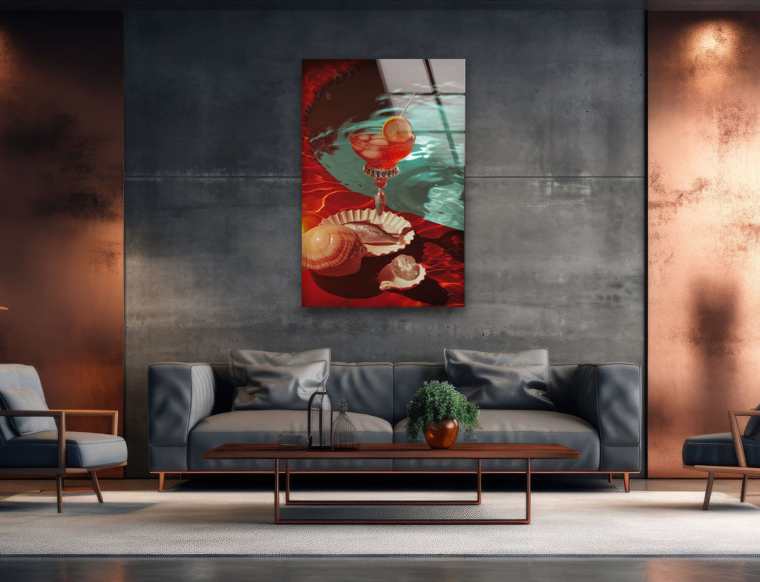 Poolside Cocktail Tempered Glass Wall Art - MyPhotoStation