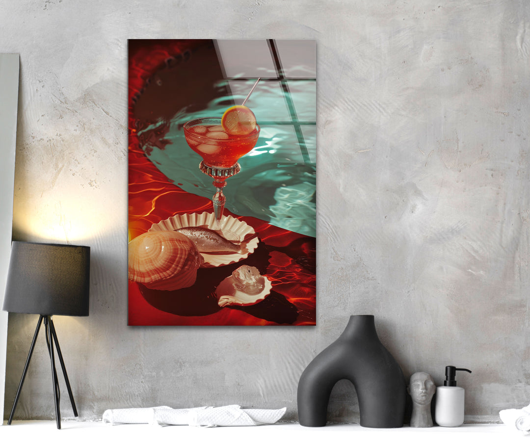 Poolside Cocktail Tempered Glass Wall Art - MyPhotoStation