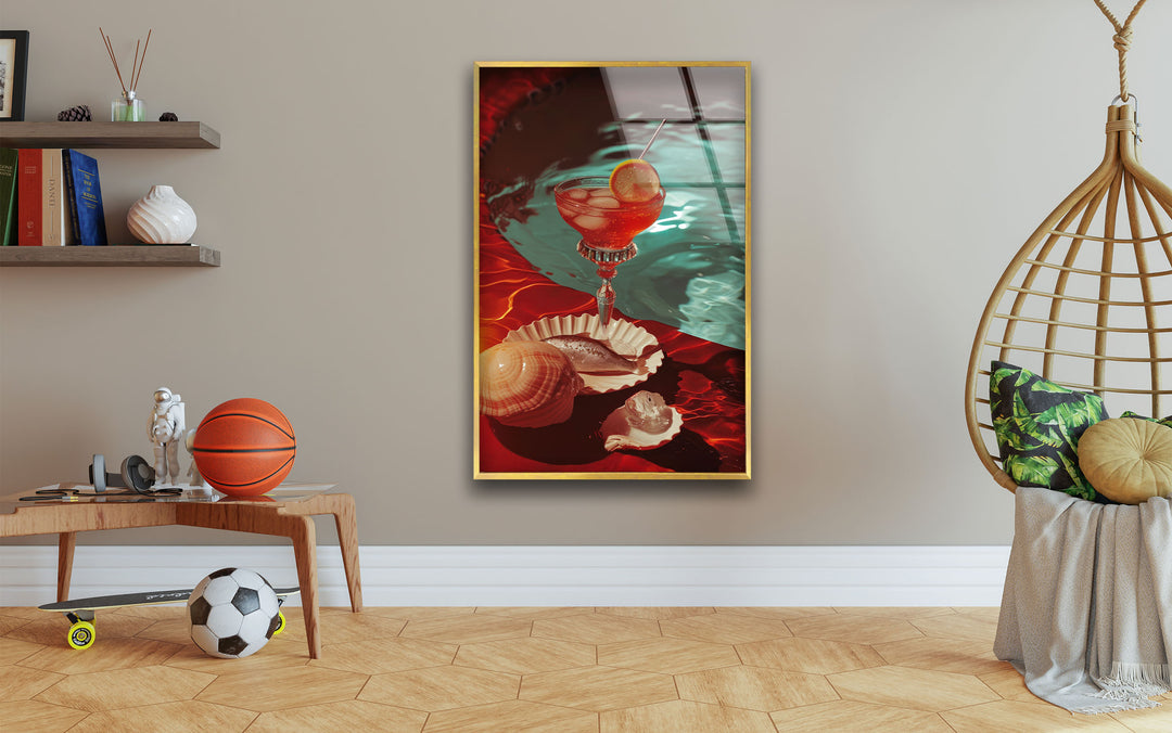 Poolside Cocktail Tempered Glass Wall Art - MyPhotoStation