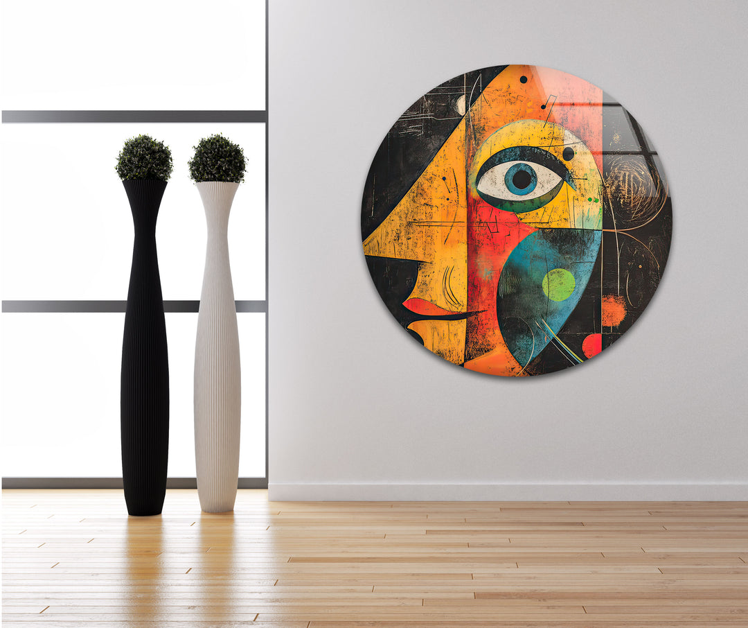 Portrait in Style of Miro Painting Glass Wall Art art glass wall art, glass wall art pictures
