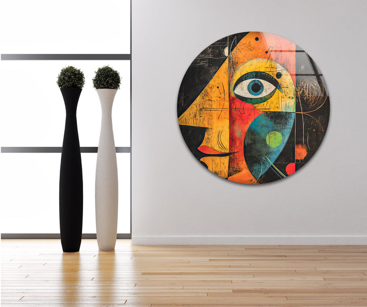 Portrait in Style of Miro Painting Glass Wall Art art glass wall art, glass wall art pictures
