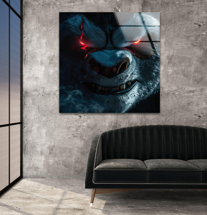 Portrait of an Angry KungFu Panda Glass Wall Art glass pictures for Wall, glass prints wall art
