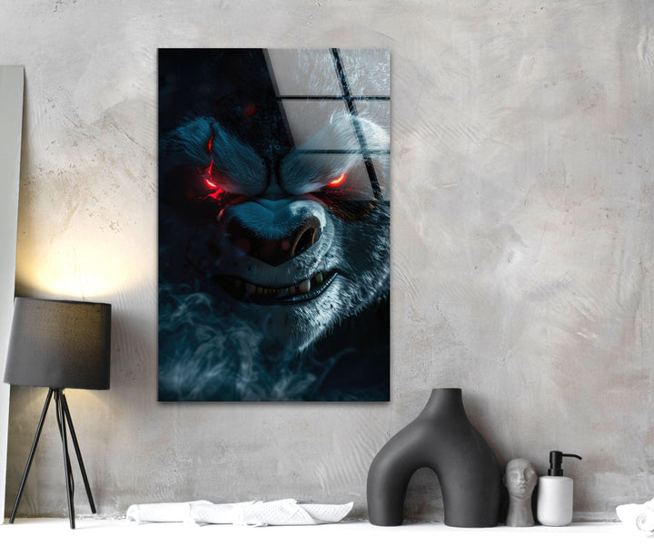 Portrait of an Angry KungFu Panda Glass Wall Art picture on glass wall art, photos printed on glass
