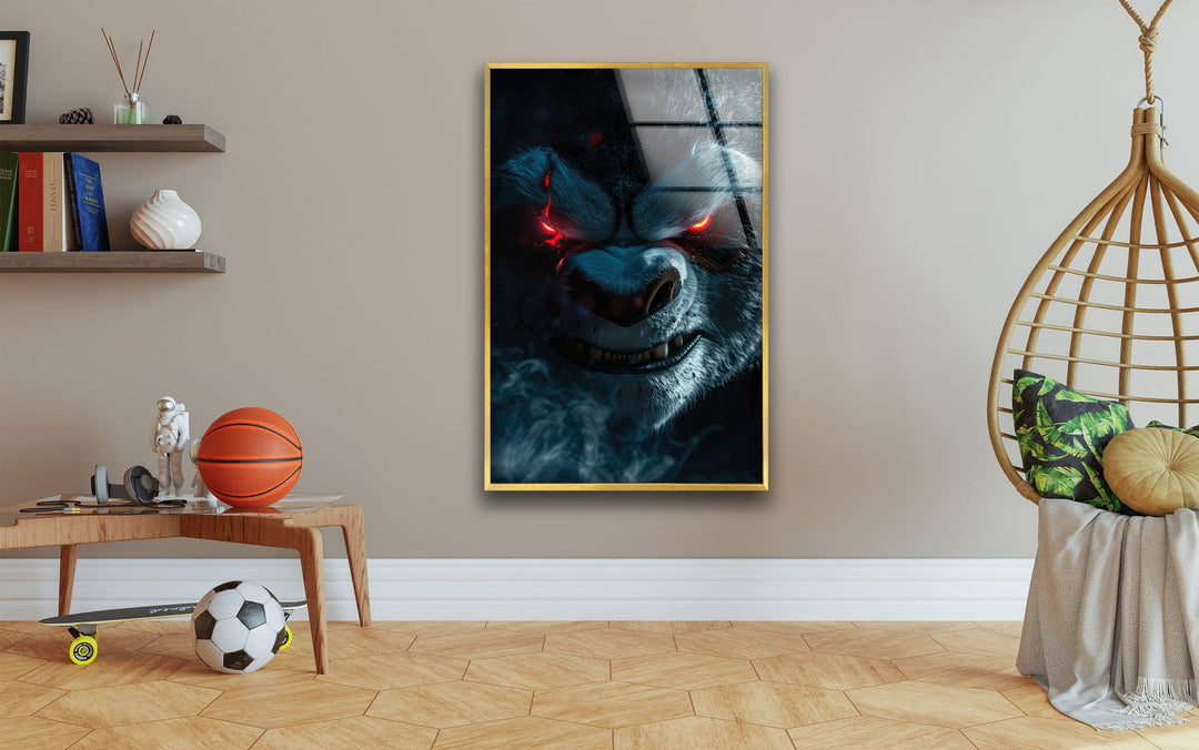 Portrait of an Angry KungFu Panda Glass Wall Art print on glass, glass printed photos
