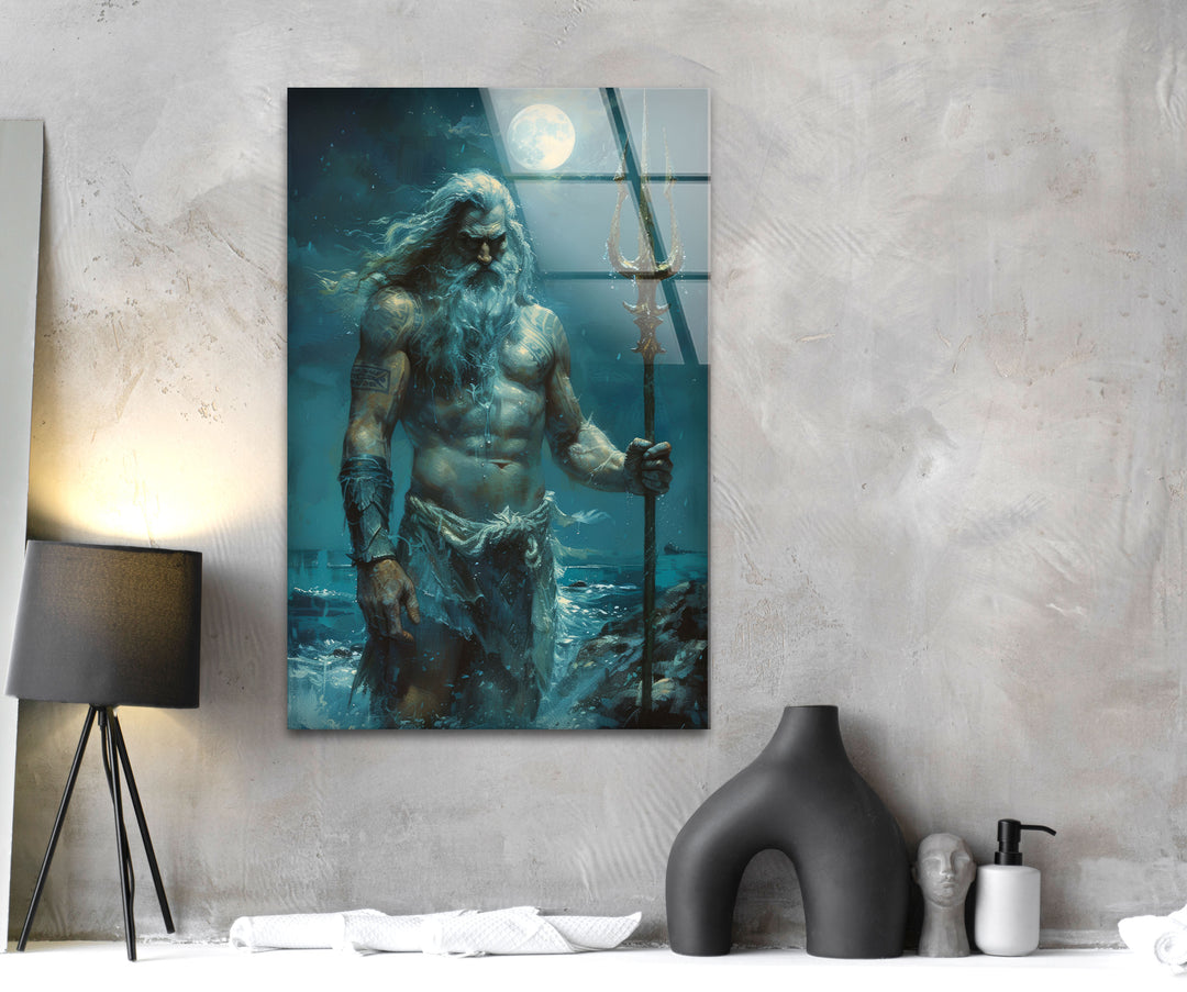 Poseidon Glass Wall Art custom glass pictures, glass art prints
