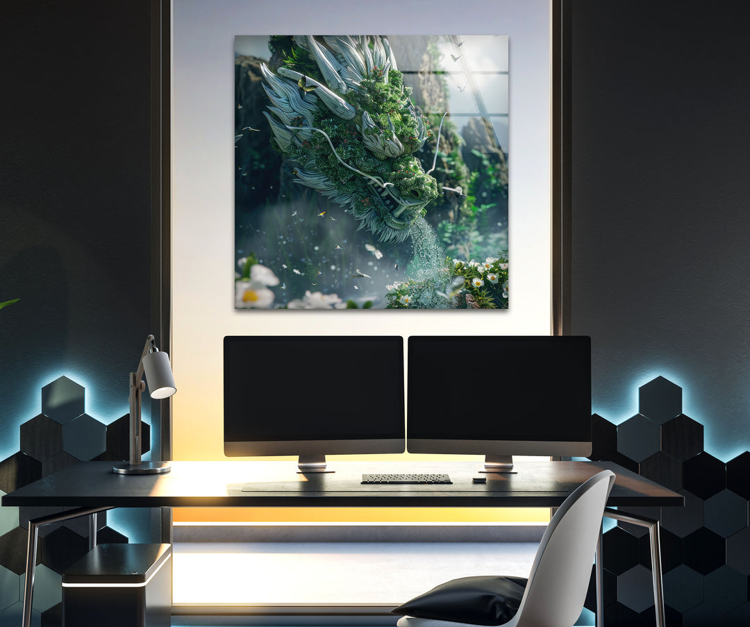 Loong of Vegetat Glass Wall Art print picture on glass, Tempered Glass Wall Art