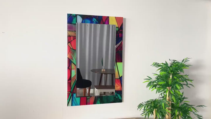 Stained Neon Oil Art Wall Mirror