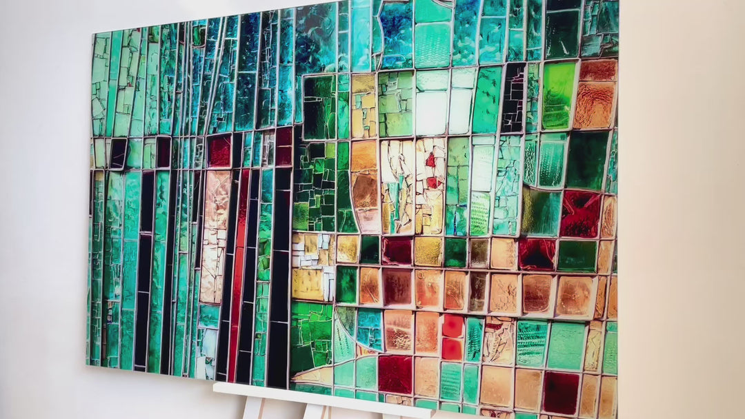 Colorful Mosaic Stained Abstract Glass Wall Art, custom glass photo prints, large glass prints