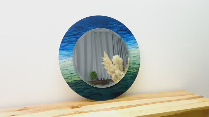 Blue & Green Waves Wall Mirror