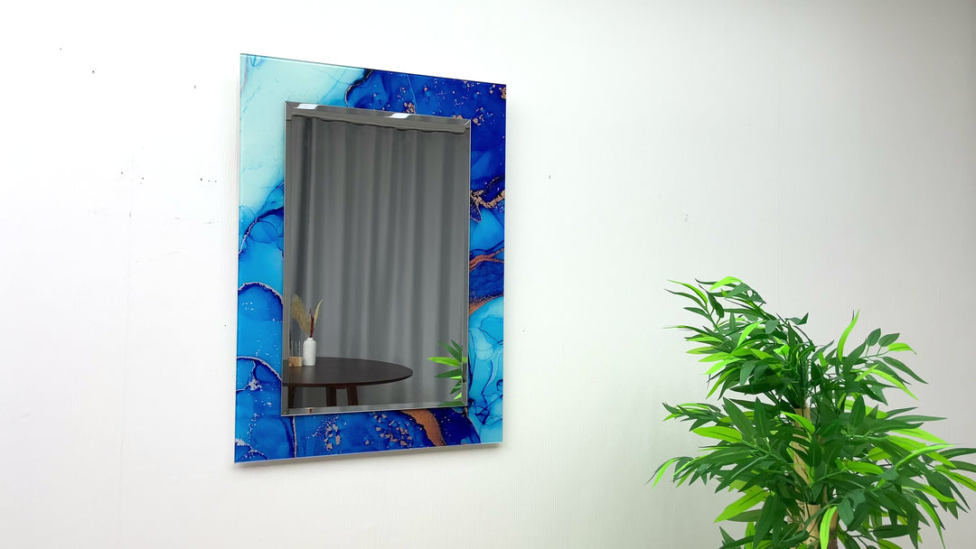 Stained Blue White Wall Mirror