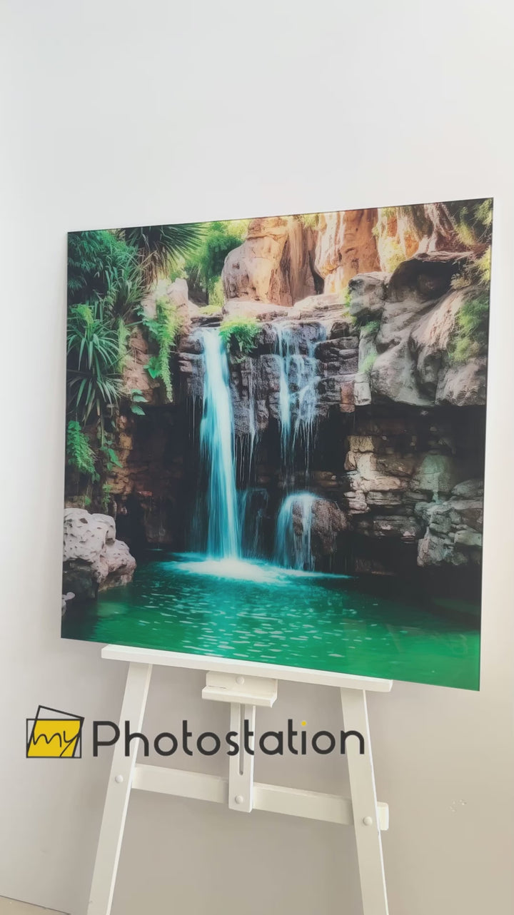 Waterfall Pool Glass Wall Art