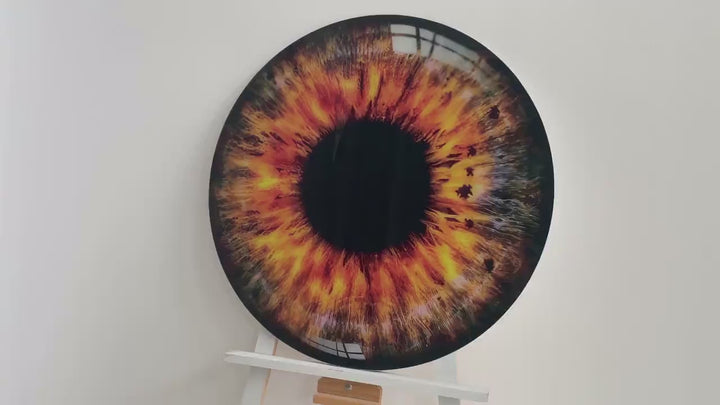 Orange Eye Round Glass Wall Art