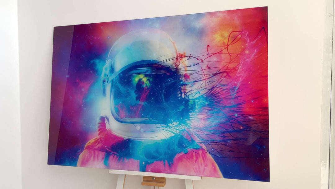 Neon Astronaut Glass Wall Art, art glass wall art, glass wall art pictures