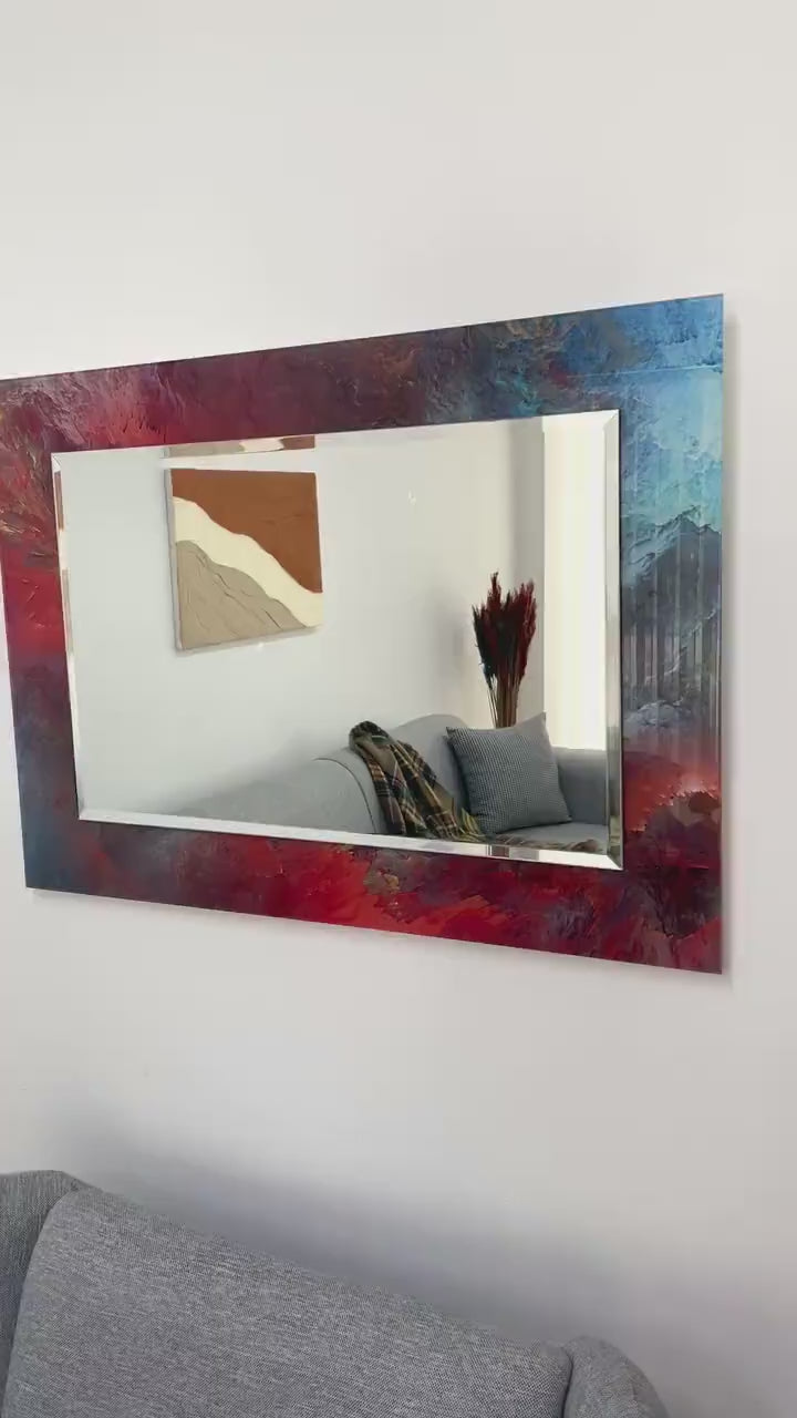 Red & Blue Abstract Wall Mirrors