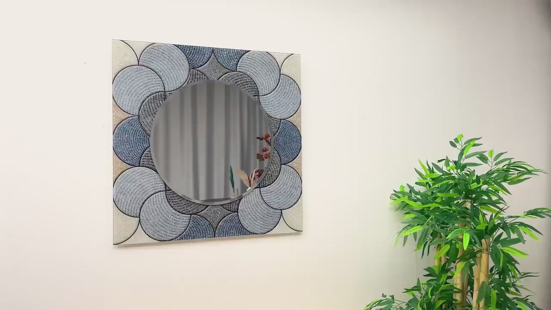 Beige & Gray Circles Design Wall Mirror