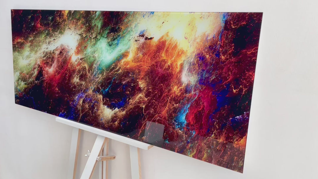 Colorful Nebula Cloud Galaxy Glass Wall Art, photo print on glass, prints on glass wall art