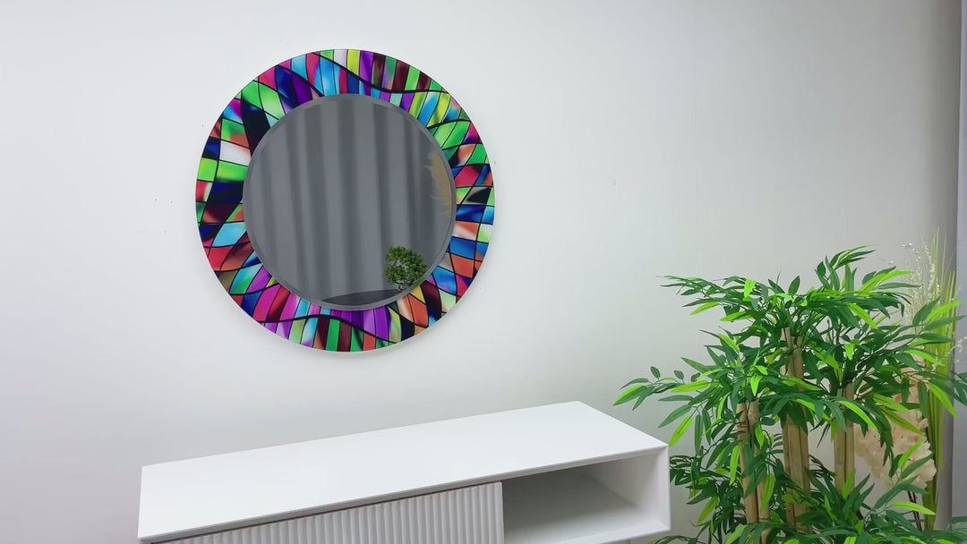 Colored 3D Stained Wall Mirror