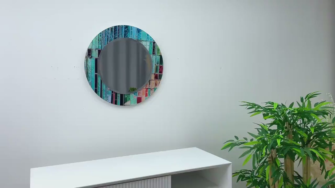 Blue Stained Stones Wall Mirror